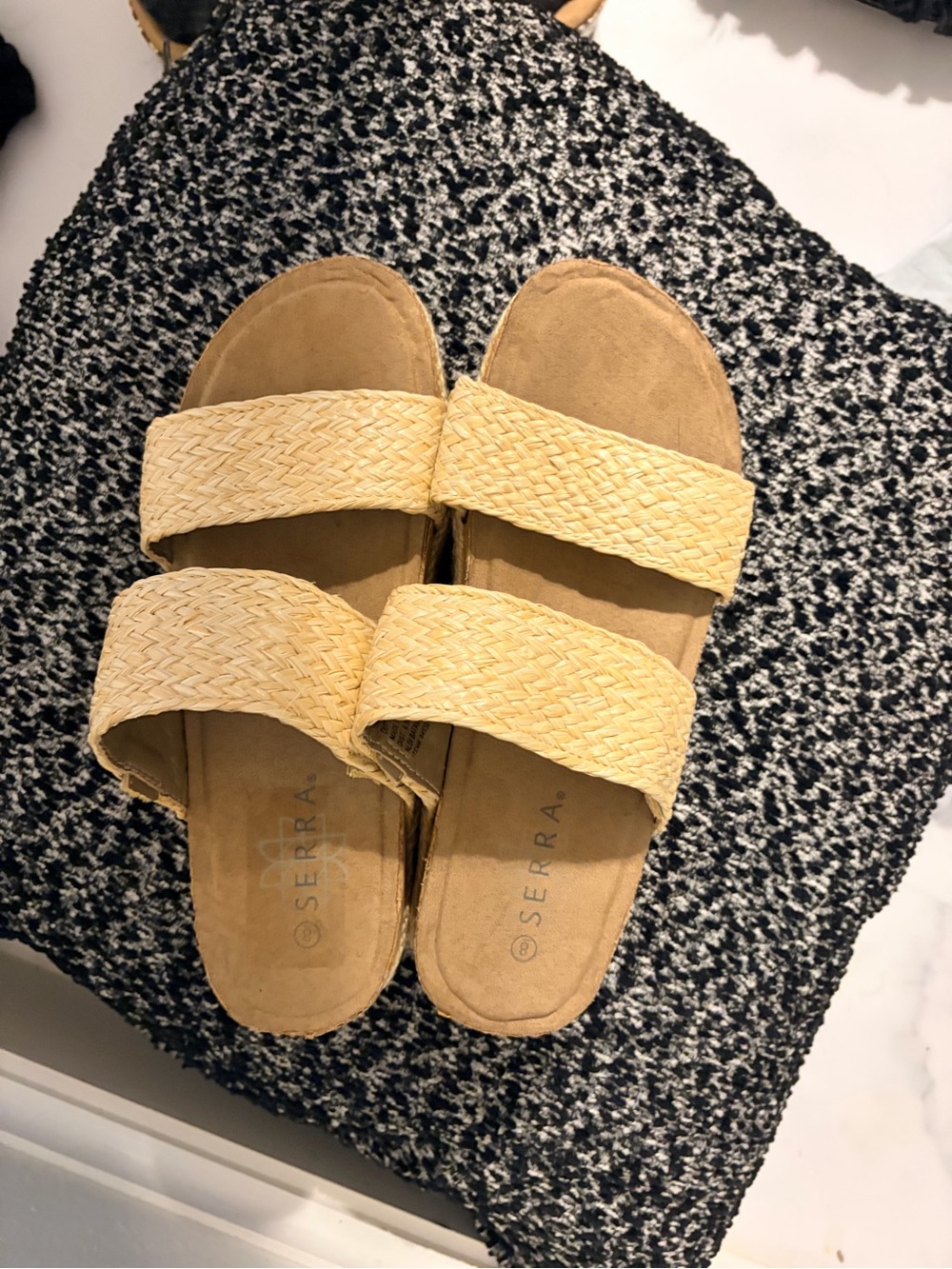Serra Tan Braided Double-Strap Slide Sandals